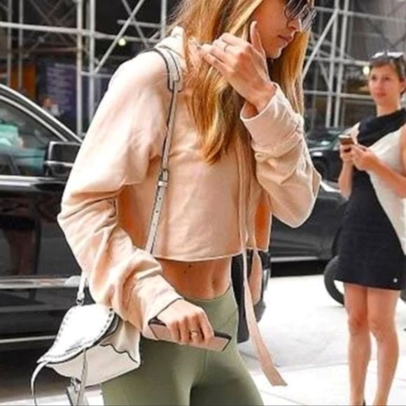 NWOT RARE “Are You Am I” Light Pink/Peach Cropped Hoodie Size XS - Picture 3 of 17